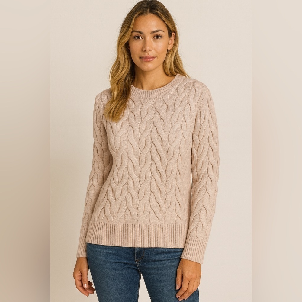 Chunky Sweater Cable Crewneck Pink Blush Balletcore Cabincore Philosophy Large